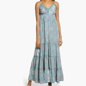 RAGA Bohemian Maxi Dress in Teal and Coral